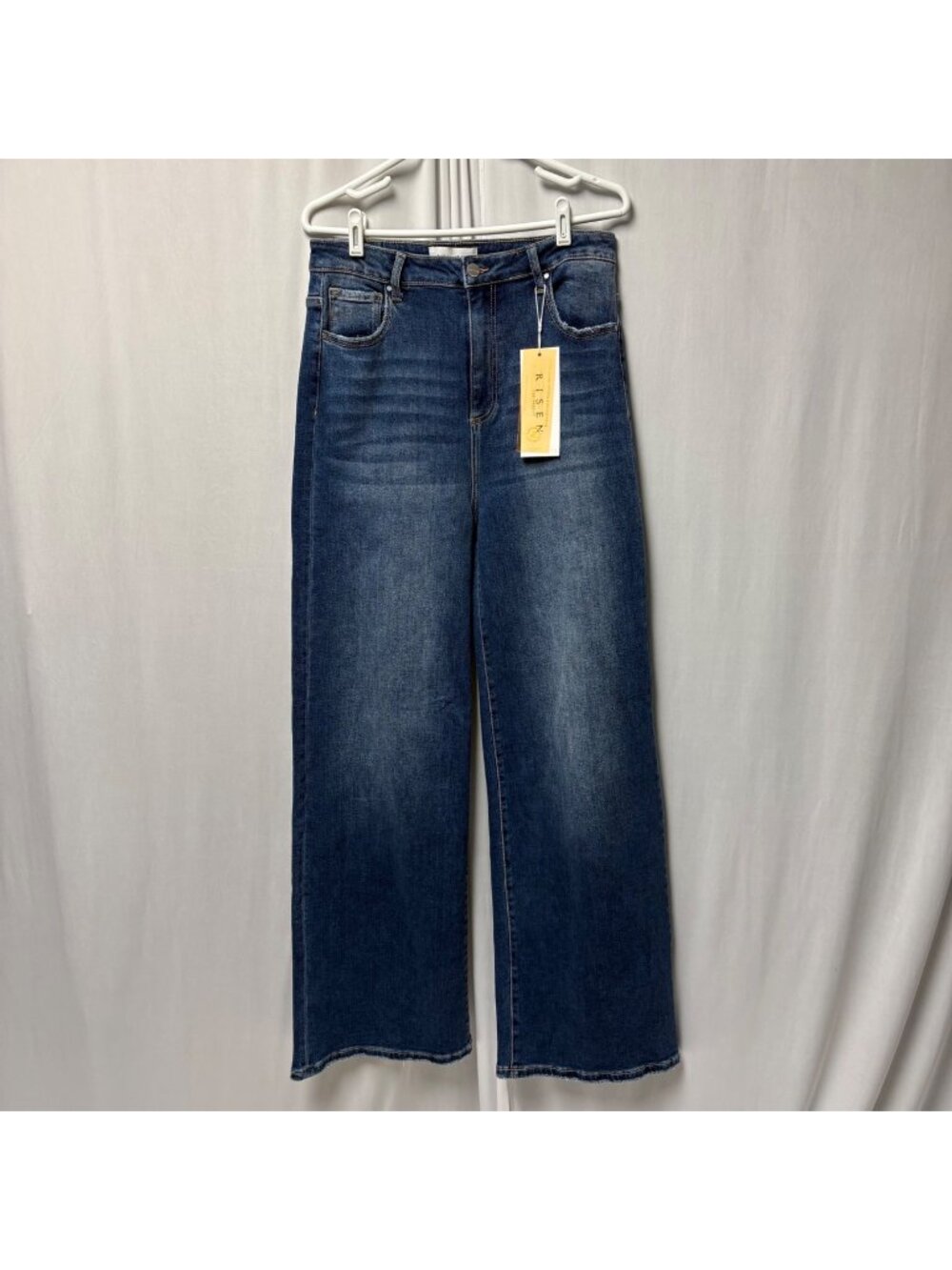 Risen Wide-Leg High-Rise Denim Jeans Womens Sz 15 Tall 32 Waist Medium Wash NEW